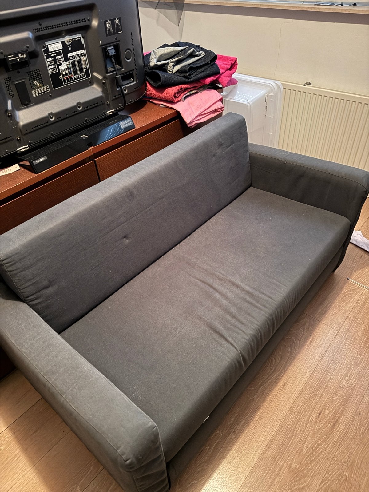 Donkerblauwe slaapbank - Comfortabel en praktisch, Huis en Inrichting, Ophalen, Gebruikt, Tweepersoons, Blauw