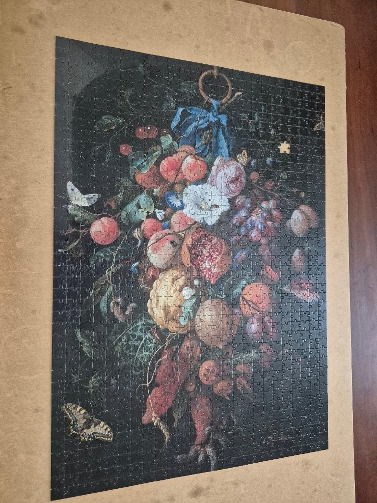 Rijksmuseum puzzel, Festoen van vruchten en bloemen, 1000st., Ophalen of Verzenden, 500 t/m 1500 stukjes, Gebruikt, Legpuzzel