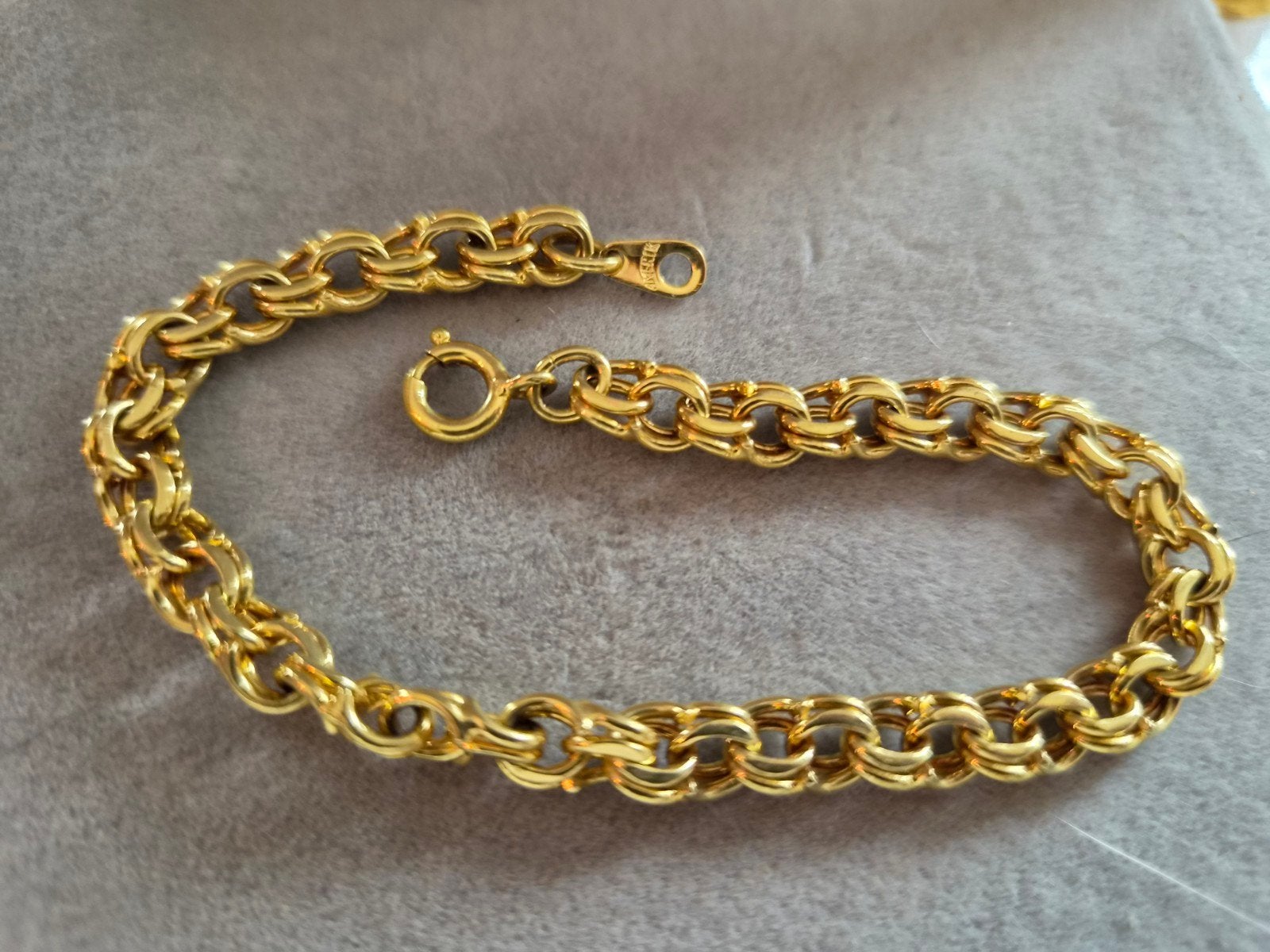Vintage  amerik Vergulde Garibaldi Armband 18.5 cm, Ophalen of Verzenden, Gebruikt, Goud, Overige materialen