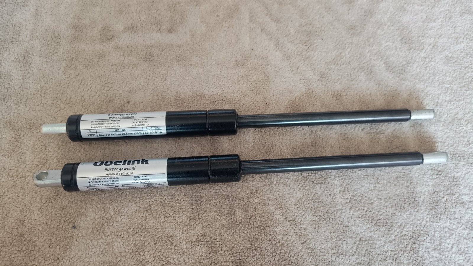 2x Obelink 1700N Hefbed Gasveer 10,1mm - Ongebruikt, Caravans en Kamperen, Ophalen of Verzenden, Nieuw