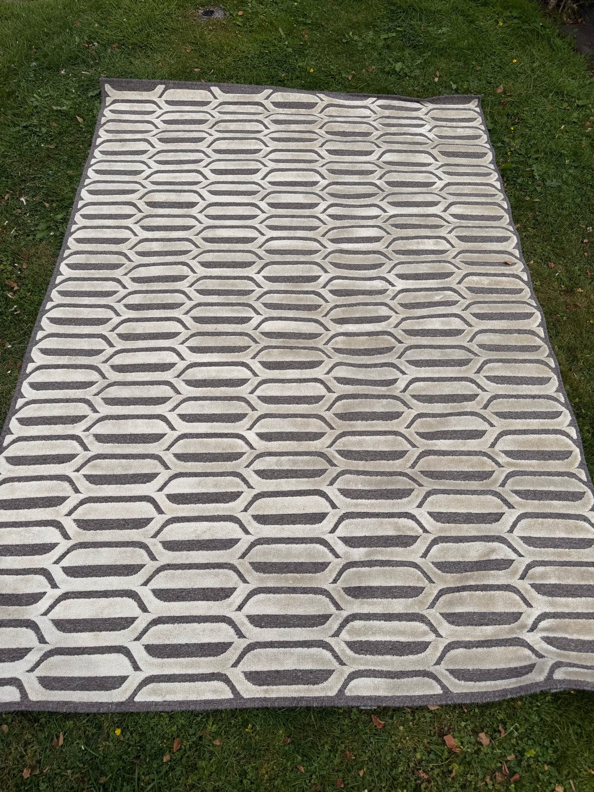 Kleed met vrolijke grafische print - Grijs (160x230 cm), Ophalen, Gebruikt, 150 tot 200 cm, 200 cm of meer