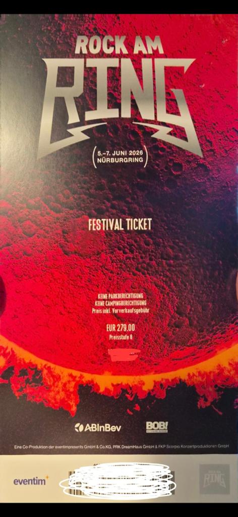 Rock am Ring, Tickets en Kaartjes, Eén persoon