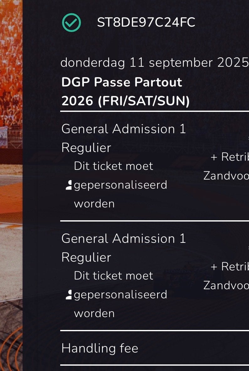 2x F1 vri/za/zo general admission tickets, Twee personen