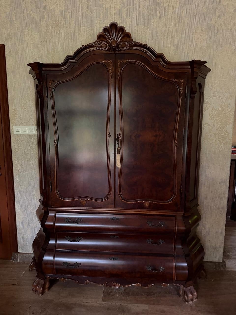 Antieke Barok Stijl Kast - Donker Hout, Ophalen