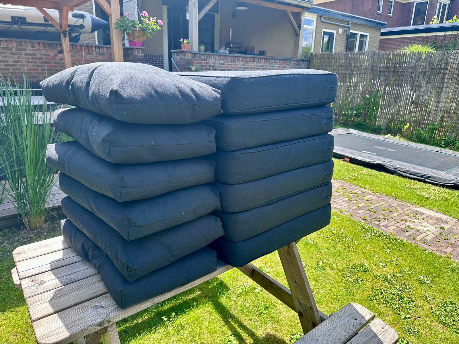 Prachtige set zwarte tuinkussens voor loungeset zgan, Tuin en Terras, Ophalen, Zo goed als nieuw, Loungeset