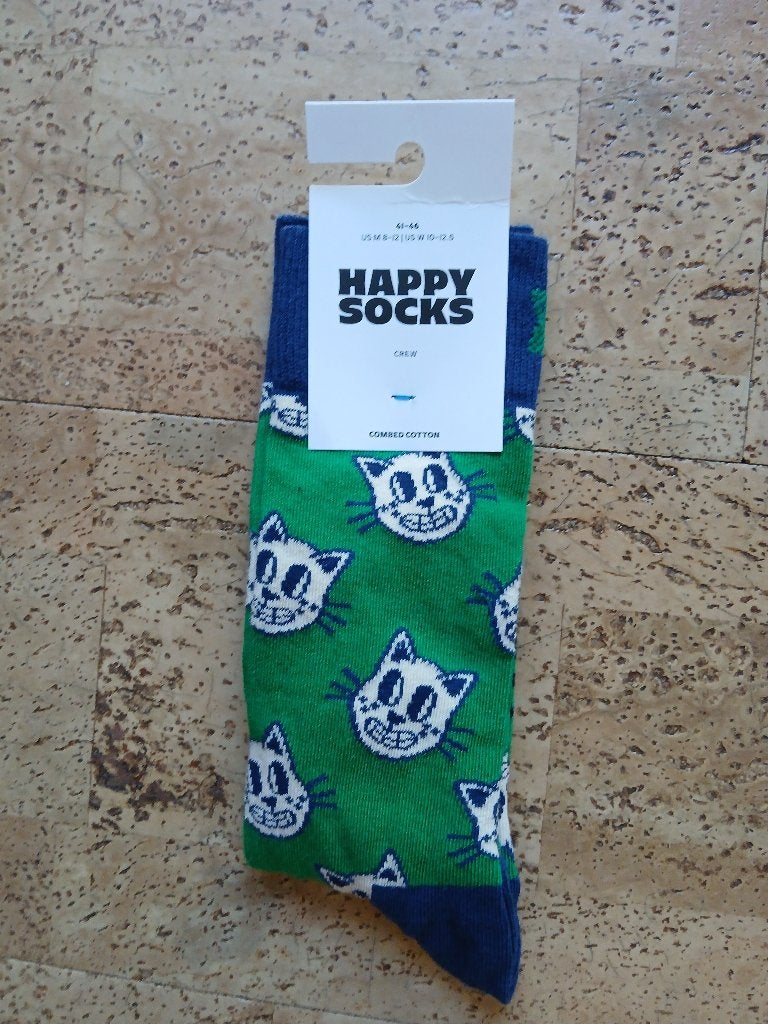 Happy Socks sokken maat 41- 46 katten cats Nieuw groen, Overige kleuren, Ophalen of Verzenden, Happy Socks, Nieuw