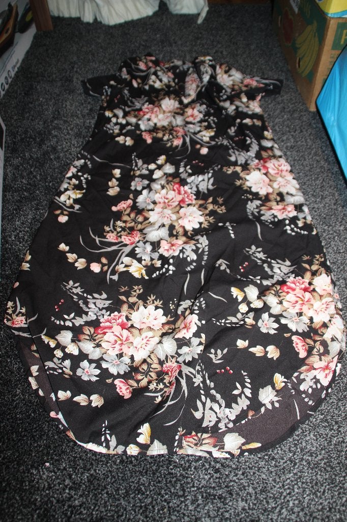 jurk zwart met bloemen shein, Overige kleuren, Ophalen of Verzenden, Maat 36 (S), Gedragen