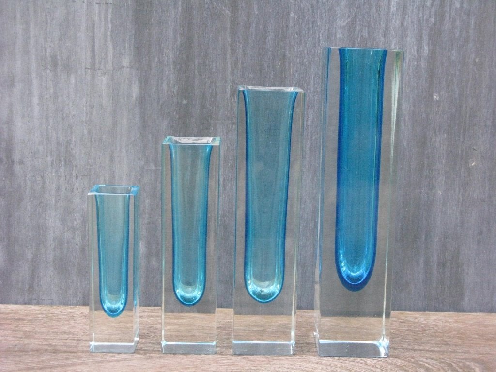 MURANO SOMMERSO 4 VAZEN DESIGN FLAVIO POLI, Glas, Meerkleurig, Vaas, Ophalen of Verzenden