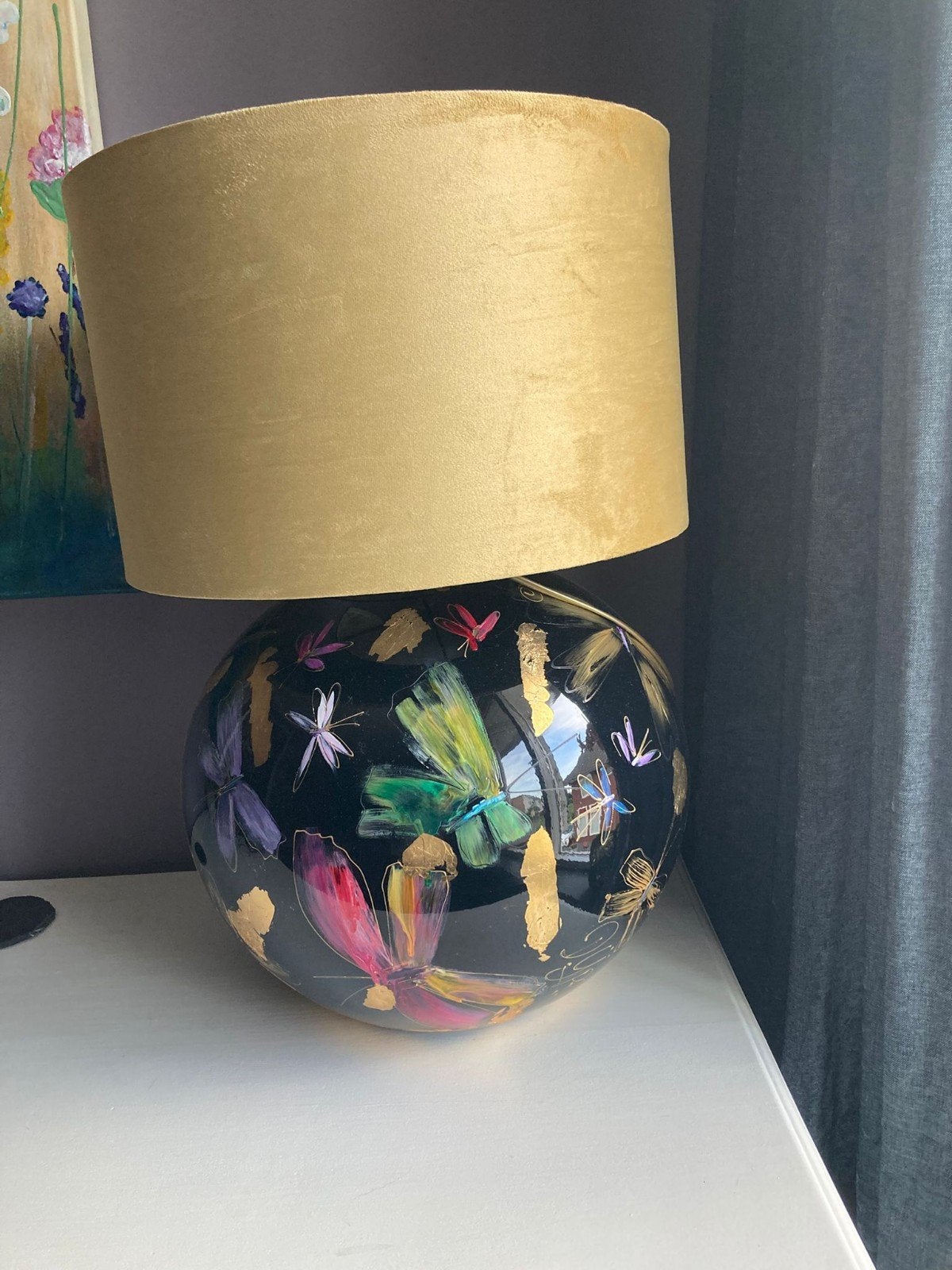 Unieke vaas/lamp van Doortje Ijpelaar - Vlinders & Goud, Huis en Inrichting, Lampen | Tafellampen, Ophalen, Overige materialen