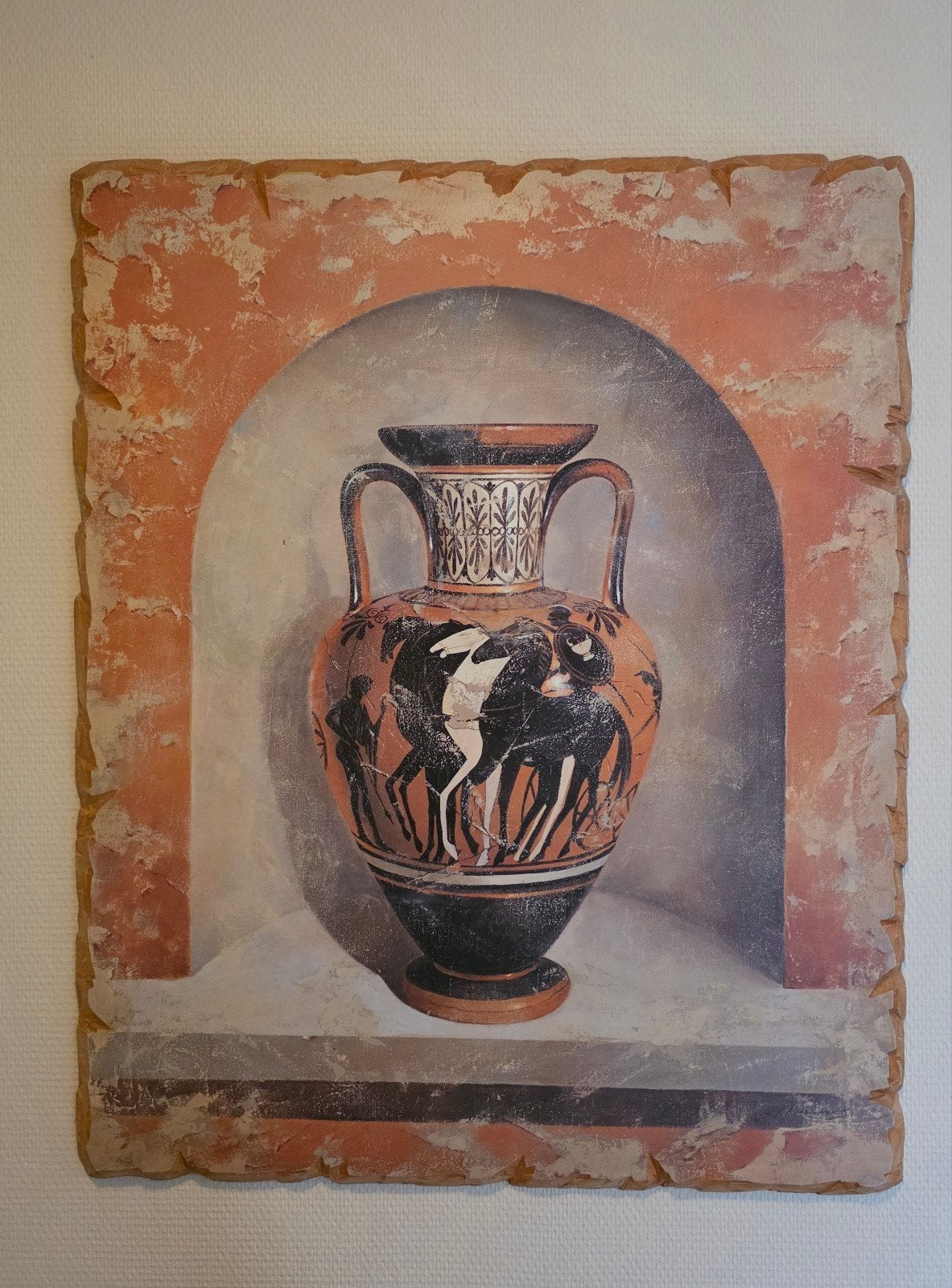 Schilderij in Griekse stijl met vaas, Antiek en Kunst, Kunst | Schilderijen | Klassiek, Ophalen, Overige onderwerpen