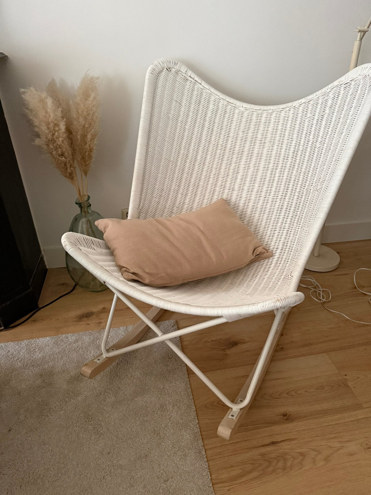 HK Living schommelstoel, Ophalen, Wit, Scandinavisch, Hout