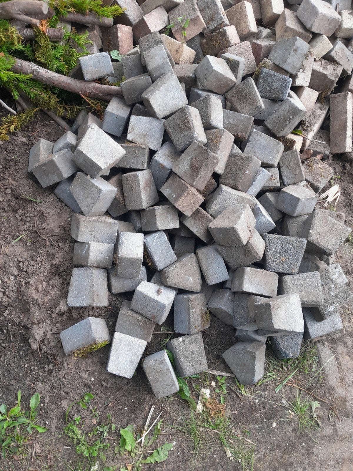 Grijze/antraciet stenen voor het maken van cirkels, Tuin en Terras, Tegels en Klinkers, Gebruikt, Klinkers, Beton, Minder dan 5 m²
