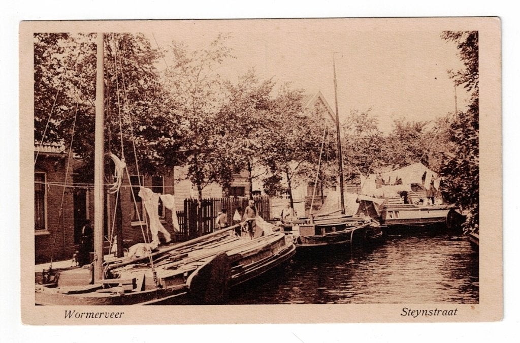 Wormerveer jaren '20. De Steynstraat (boot)., Ophalen of Verzenden, 1920 tot 1940, Ongelopen, Noord-Holland