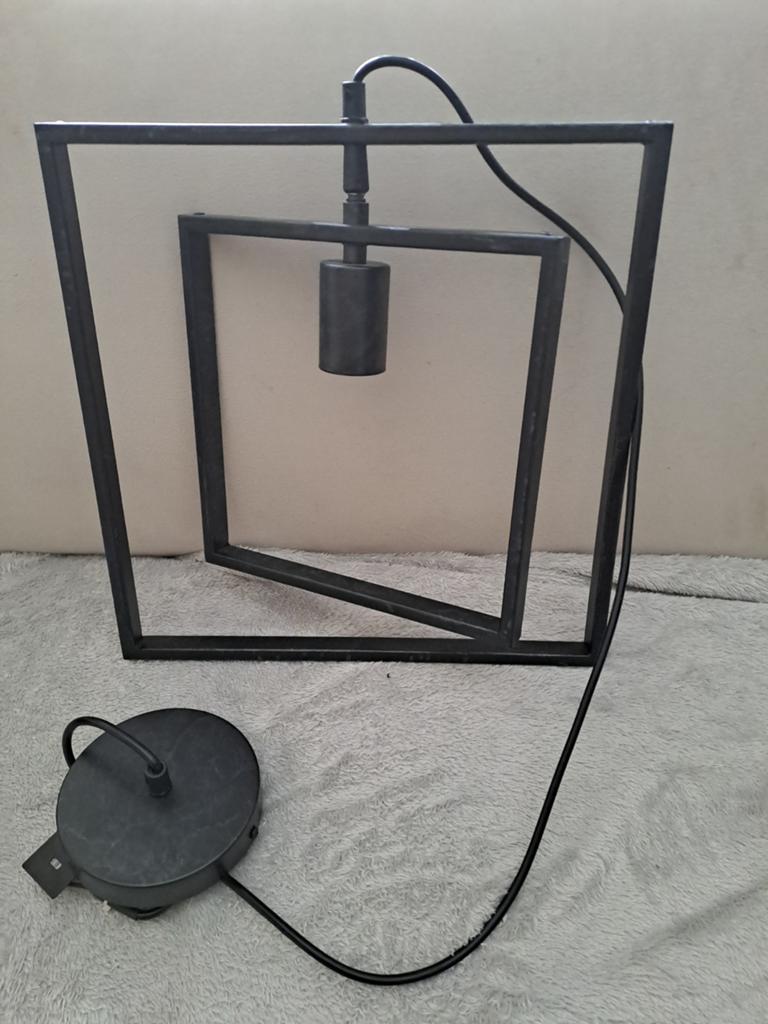 Hanglamp industrieel zwart vierkant - 1 of 2 stuks, Ophalen, Nieuw, Industrieel, Modern, Metaal