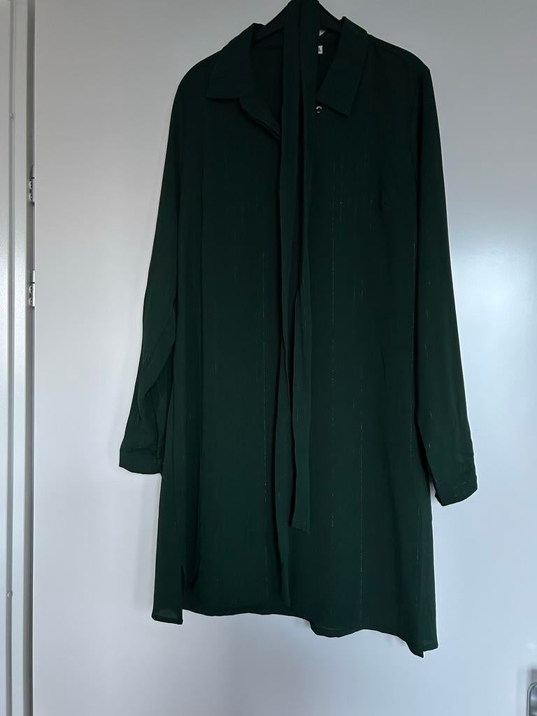 Donkergroene jurk/tuniek met strikdetail - Maat XL, Maat 46/48 (XL) of groter, Ophalen of Verzenden, Gedragen, Boven de knie