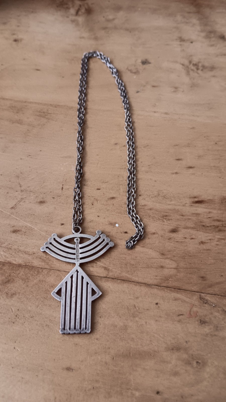Vintage Scandinavische hanger met ketting, Ophalen of Verzenden, Zilver, Zilver