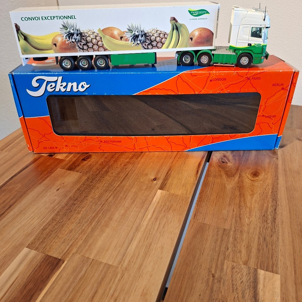 Tekno Scania 164L 6 x 2 The Greenery DYCO  met koel trailer, Verzenden, Zo goed als nieuw, Bus of Vrachtwagen, Tekno