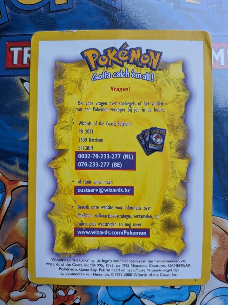 Pokemon TCG Theme Deck Insert Vragen? Kaart 1999 Wizards, Ophalen of Verzenden, Gebruikt, Losse kaart