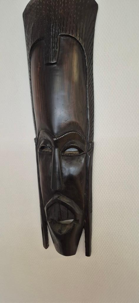 Handgesneden Afrikaans masker - Donker hout, Ophalen of Verzenden