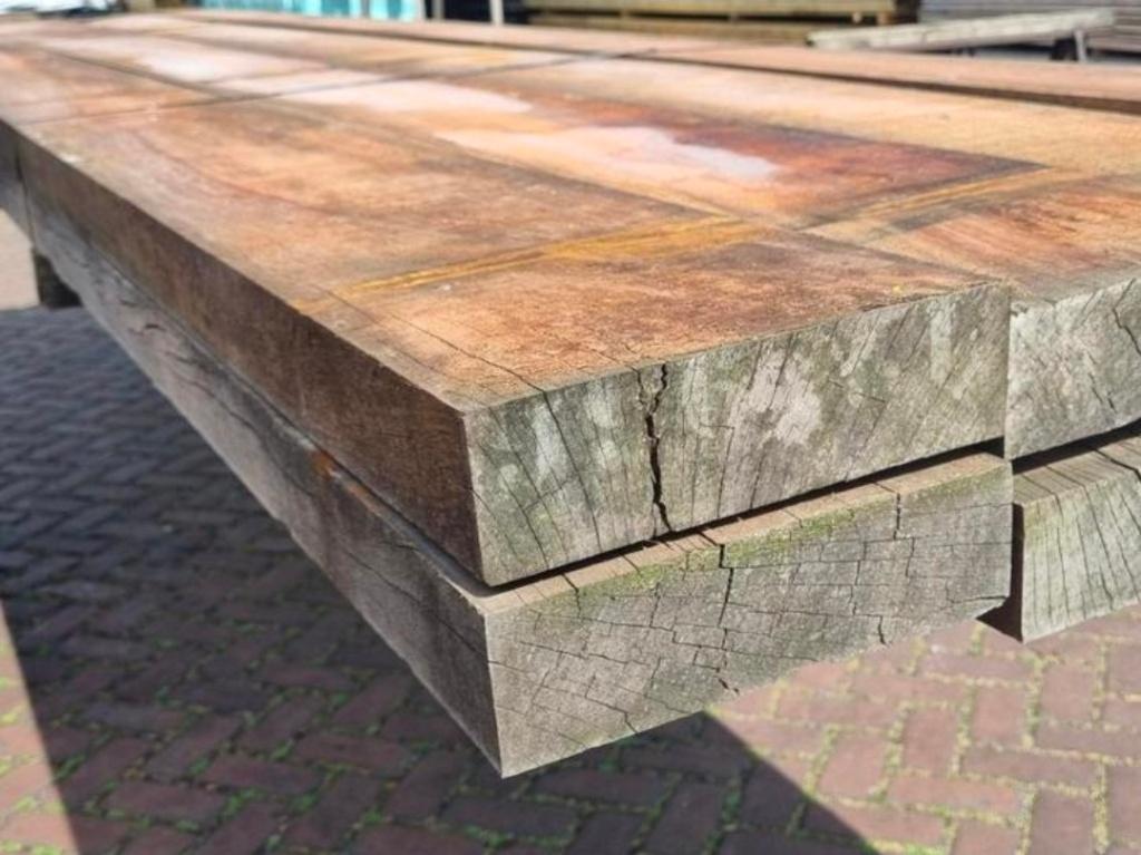 8 Hardhouten balken 7.0x25.0 cm / 4.50 m lang - nr: HB10, Tuin en Terras, Palen, Balken en Planken, Ophalen, Nieuw, Hardhout, 250 cm of meer