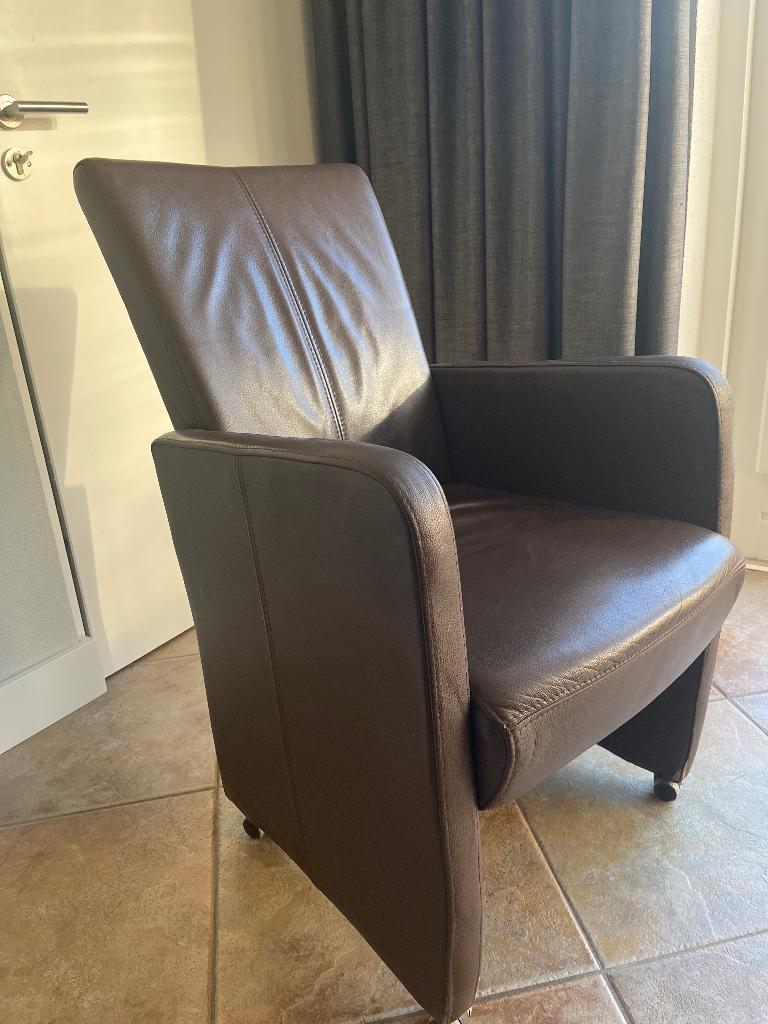 Eetkamerstoelen (6x), Ophalen, Bruin, Incl. Royal leather care (6x), Leer