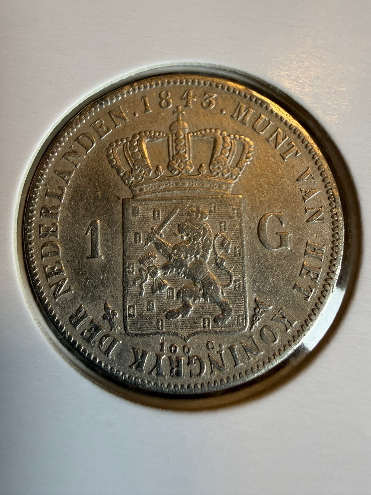 Gulden 1843 Willem II, Postzegels en Munten, Munten | Nederland, 1 gulden, Zilver, Ophalen of Verzenden, Losse munt