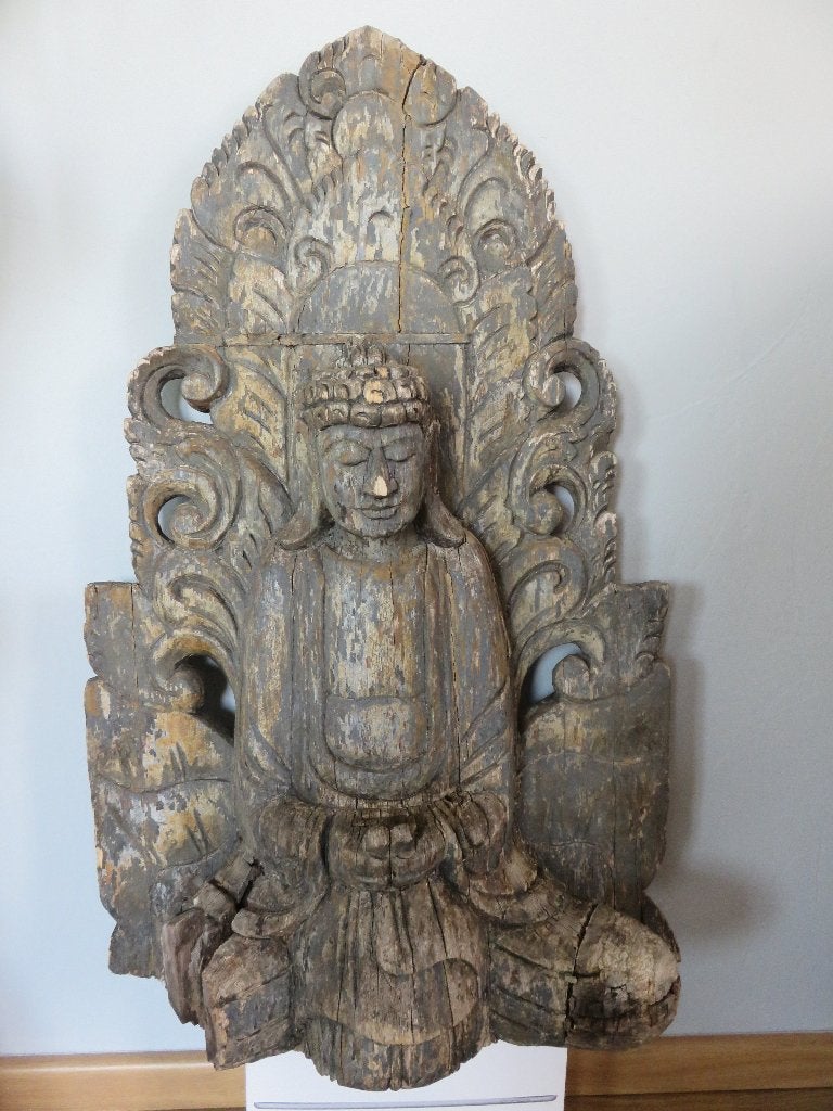 Antiek Boeddha beeld in hout, Antiek en Kunst, Ophalen of Verzenden
