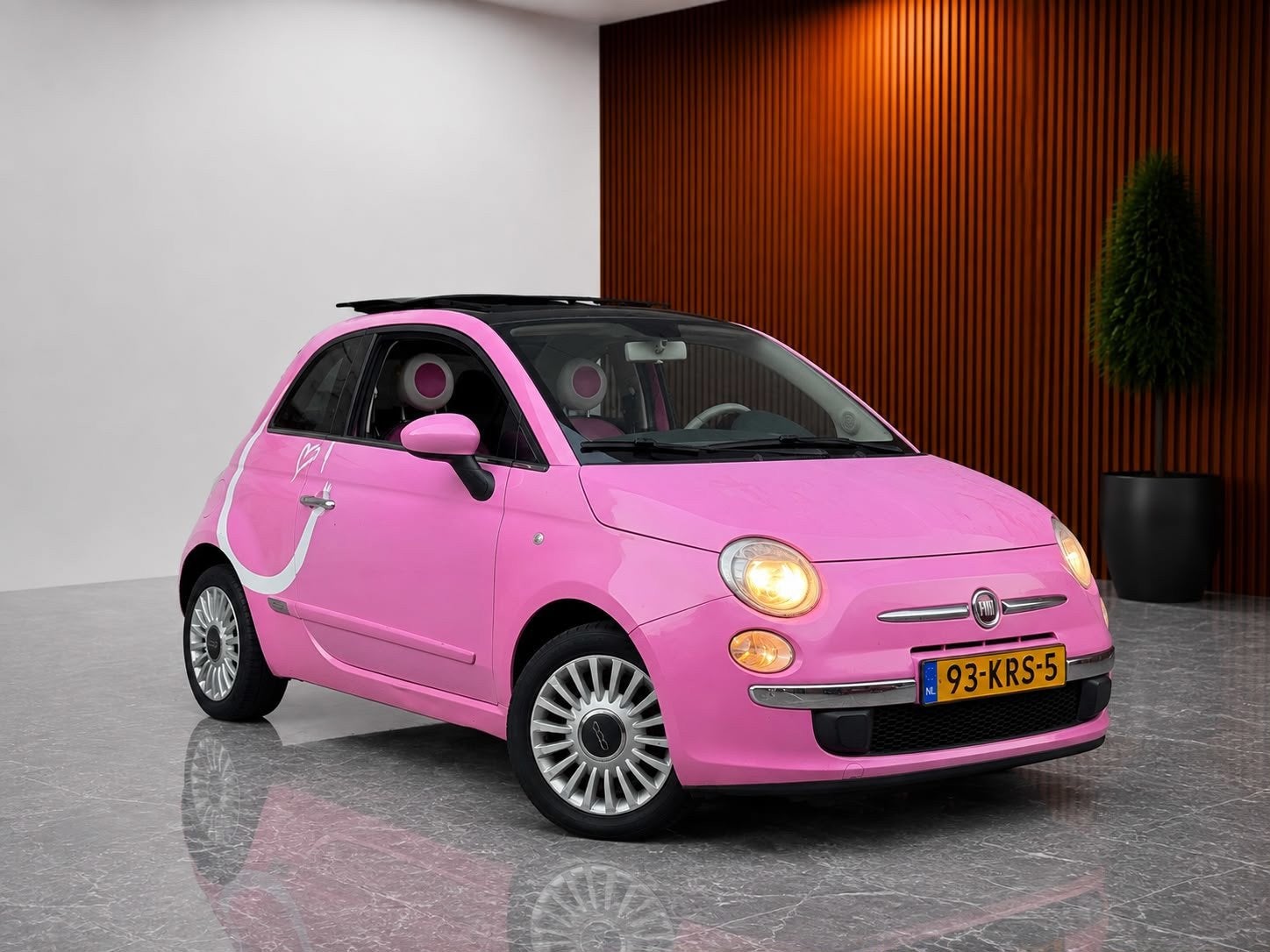 Fiat 500 1.2 Rosa AUTOMAAT! (SCHUIF/KANTEL PANORAMADAK, NIEU, Auto's, Euro 5, Gebruikt, Leder en Stof, Start-stop-systeem