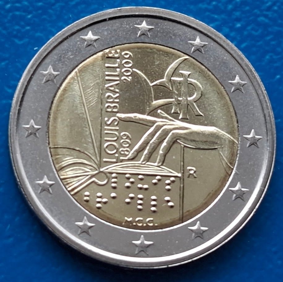 Italië 2 Euro "Braille" - 2009, Verzenden, Italië, 2 euro, Losse munt