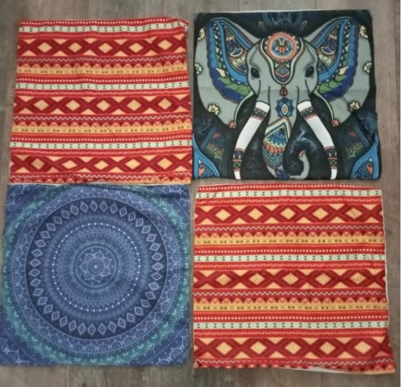 4 Nieuwe kussenhoezen Mandala Mexicaans - 45 x 45 cm, Verzenden, Nieuw, Met ritssluiting, Vierkant