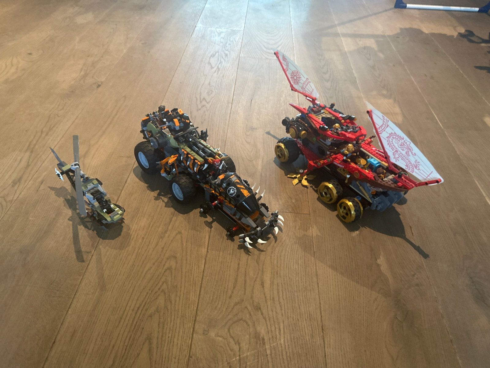 Lego Ninjago sets: Land Bounty, Katana 4x4 en helikopter, Gebruikt, Lego, Ophalen of Verzenden, Compleet