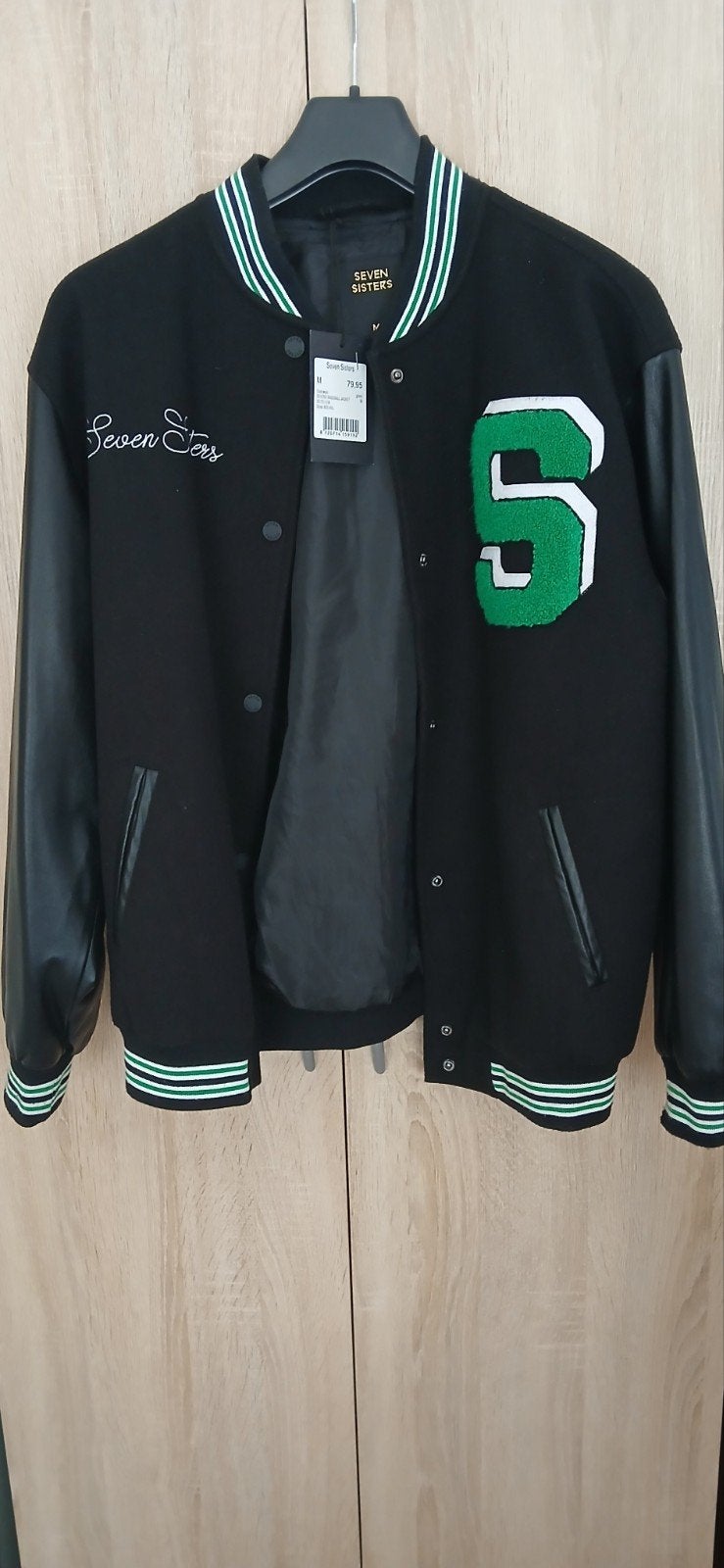 Nieuwe seven sisters zwarte bomber baseball jas mt m, Seven Sisters, Ophalen of Verzenden, Nieuw, Zwart