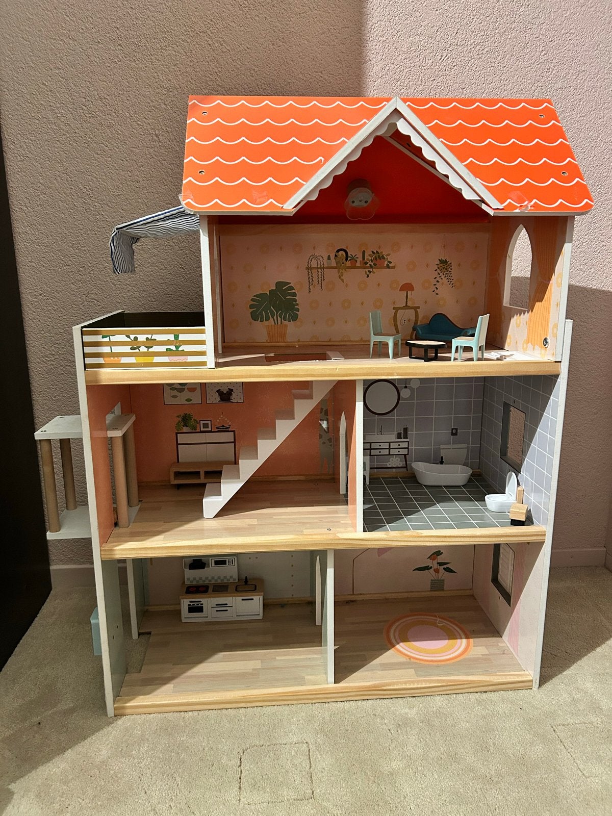 Houten poppenhuis, Kinderen en Baby's, Speelgoed | Poppenhuizen, Ophalen, Gebruikt, Poppenhuis