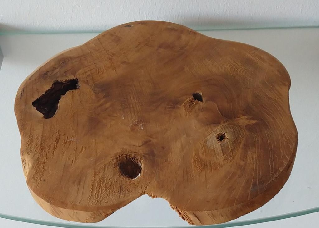 Sense boomstam schijf teakhout, deco schijf,  volgnr 43, Ophalen of Verzenden, Zo goed als nieuw, Overige vormen, Hout
