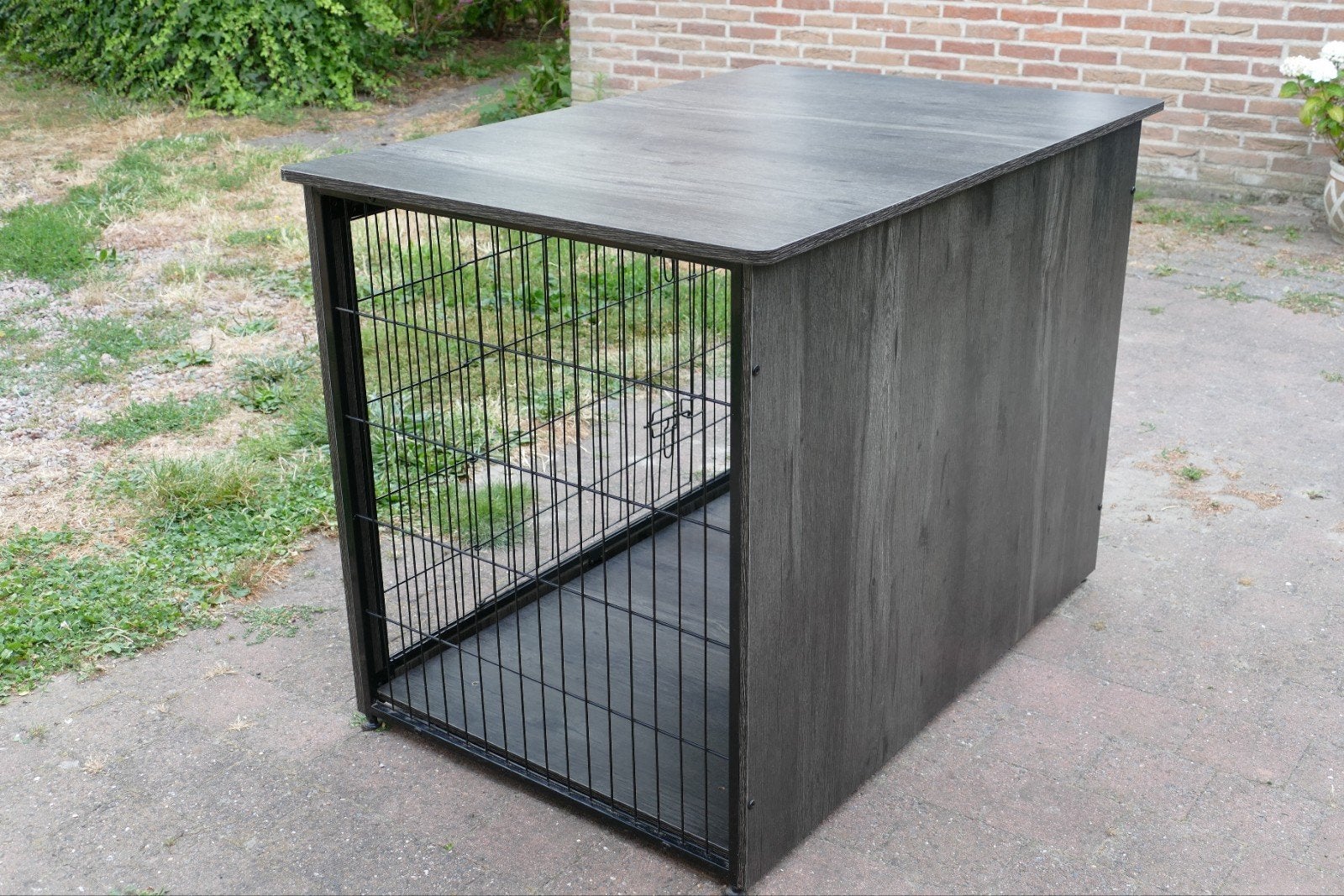 Mooie, zwarte hondenbench voor grote hond., Ophalen, Zo goed als nieuw