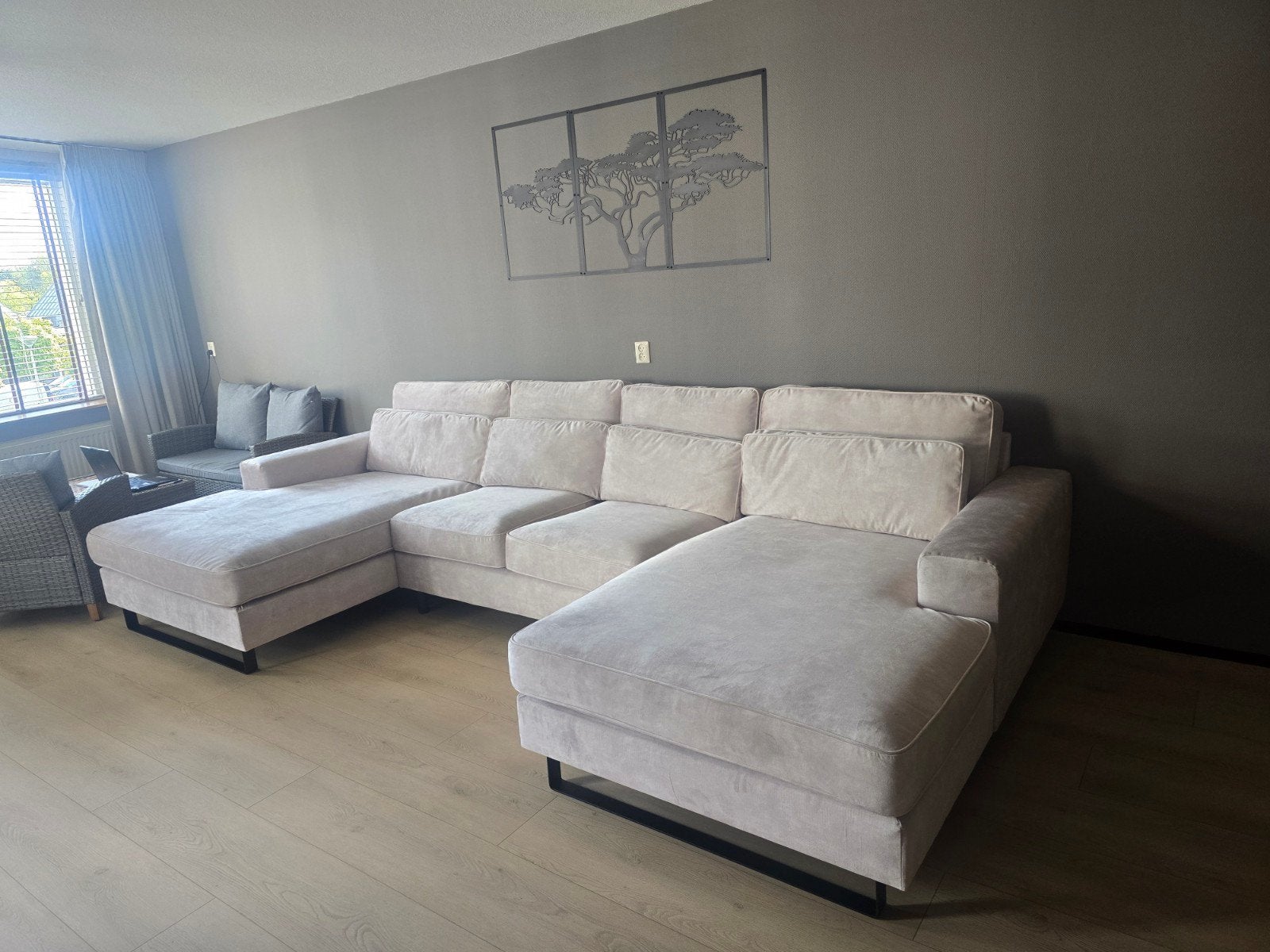 U-Bank Naaldwijk  380 cm – 2 weken oud factuur  aanwezig, Huis en Inrichting, Ophalen, 100 tot 125 cm, Hoekbank, Stof
