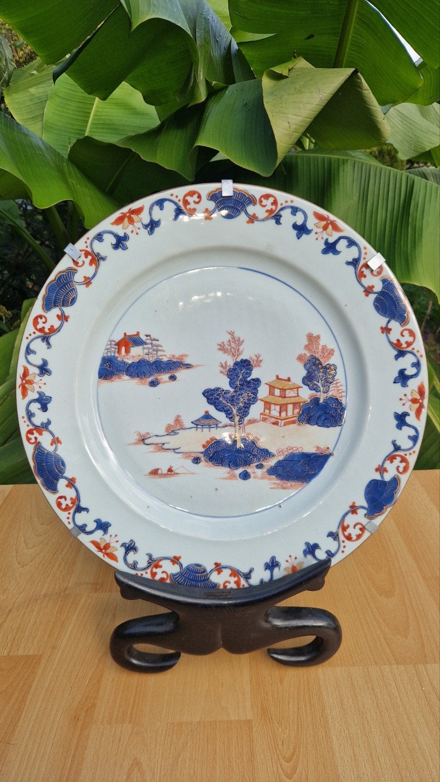 Antiek Chinees bord, 39cm, haarlijn en reparatie, Ophalen of Verzenden