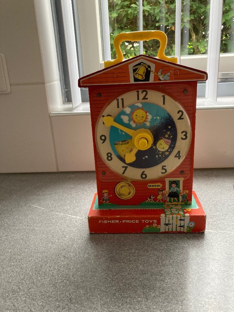 Fisher Price vintage leerklok 998, speeldoosje, Ophalen of Verzenden, Gebruikt, Speelset, Met geluid