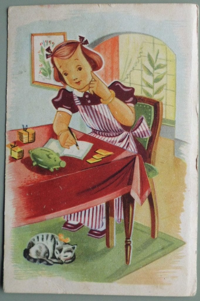 Meisje schrijft aan tafel - de Gruyter bijdehandje serie 9, Ophalen of Verzenden, 1940 tot 1960, Gelopen, Kinderen