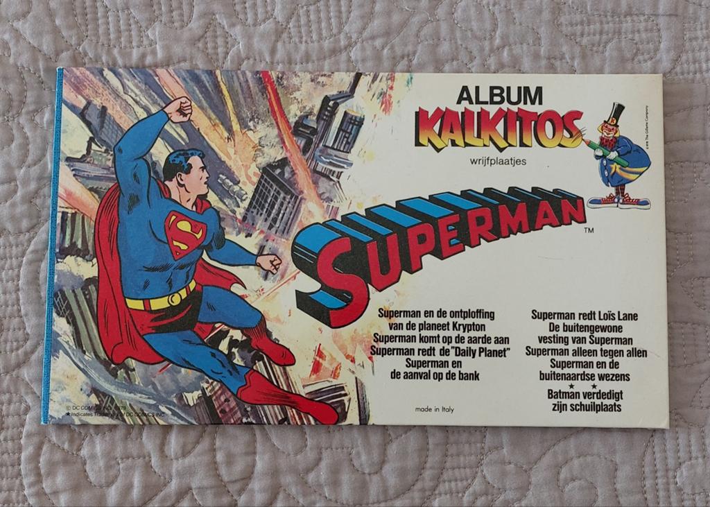 Vintage Kalkitos Superman Wrijfplaatjes Album, Ophalen of Verzenden, Gebruikt