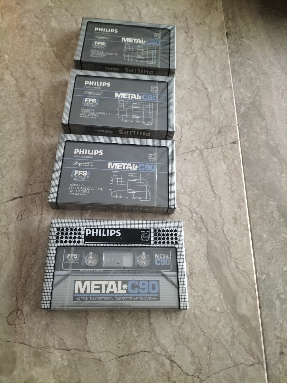 Set van 4x Vintage Philips Metal C90 Cassettebandjes, Ophalen of Verzenden, Nieuw in verpakking, Overige genres, 2 t/m 25 bandjes