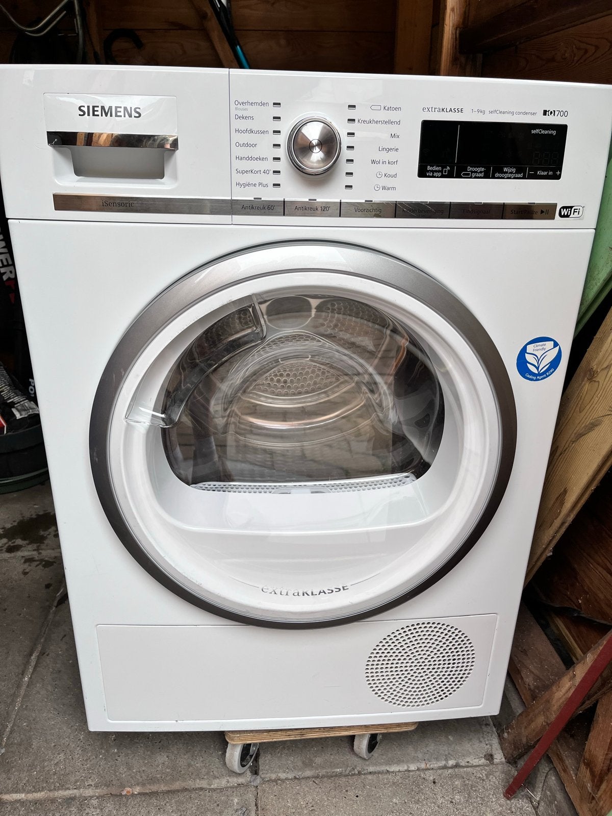 Siemens iQ700 WT47W5H9NL Warmtepompdroger 9kg, Ophalen, Gebruikt, 8 tot 10 kg, Voorlader