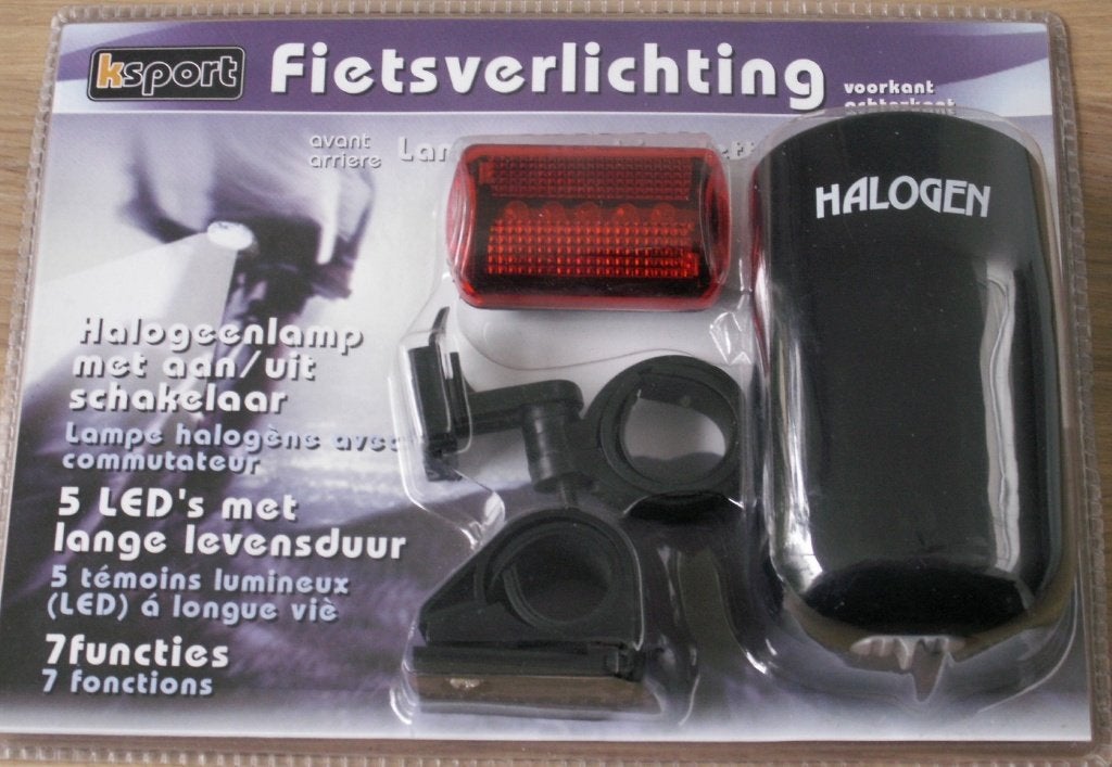 Fietsverlichting Halogeenlamp 5 Led’s en 7 functies Nieuw, Ophalen of Verzenden, Nieuw, Batterij, Verlichtingsset