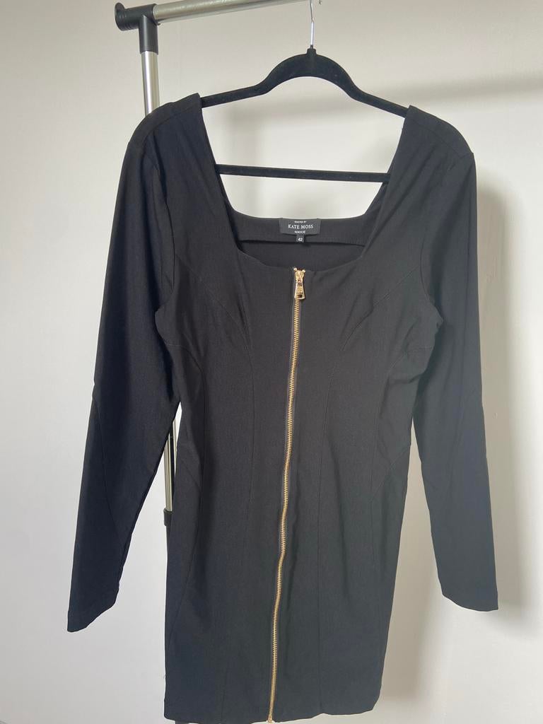 Nikkie by Kate Moss Zwarte Jurk met Rits - Maat 42, Zwart, Maat 42/44 (L), Ophalen of Verzenden, Zo goed als nieuw