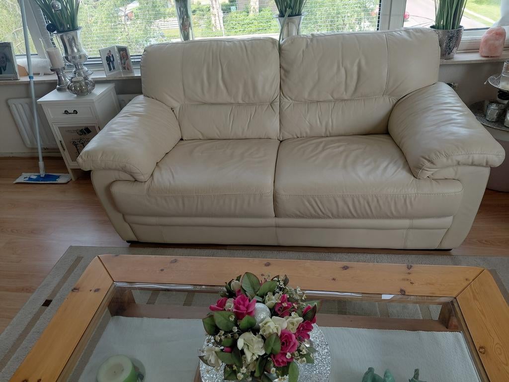 2 zitbank echt leder, Huis en Inrichting, Banken | Bankstellen, Ophalen of Verzenden, 75 tot 100 cm