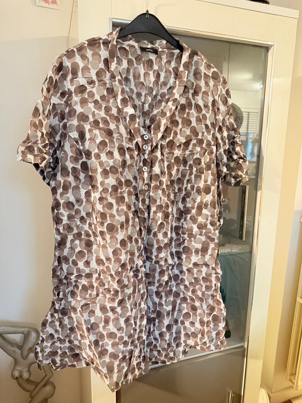 Stijlvolle Blouse met Stippenprint - Maat 52 Wille, Kleding | Dames, Grote Maten, Ophalen of Verzenden, Zo goed als nieuw, Bruin