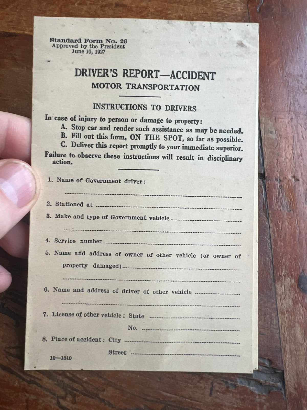 WO2 Amerikaans Driver's accident report Jeep KTR GMC dodge, Amerika, Verzenden, Boek of Tijdschrift