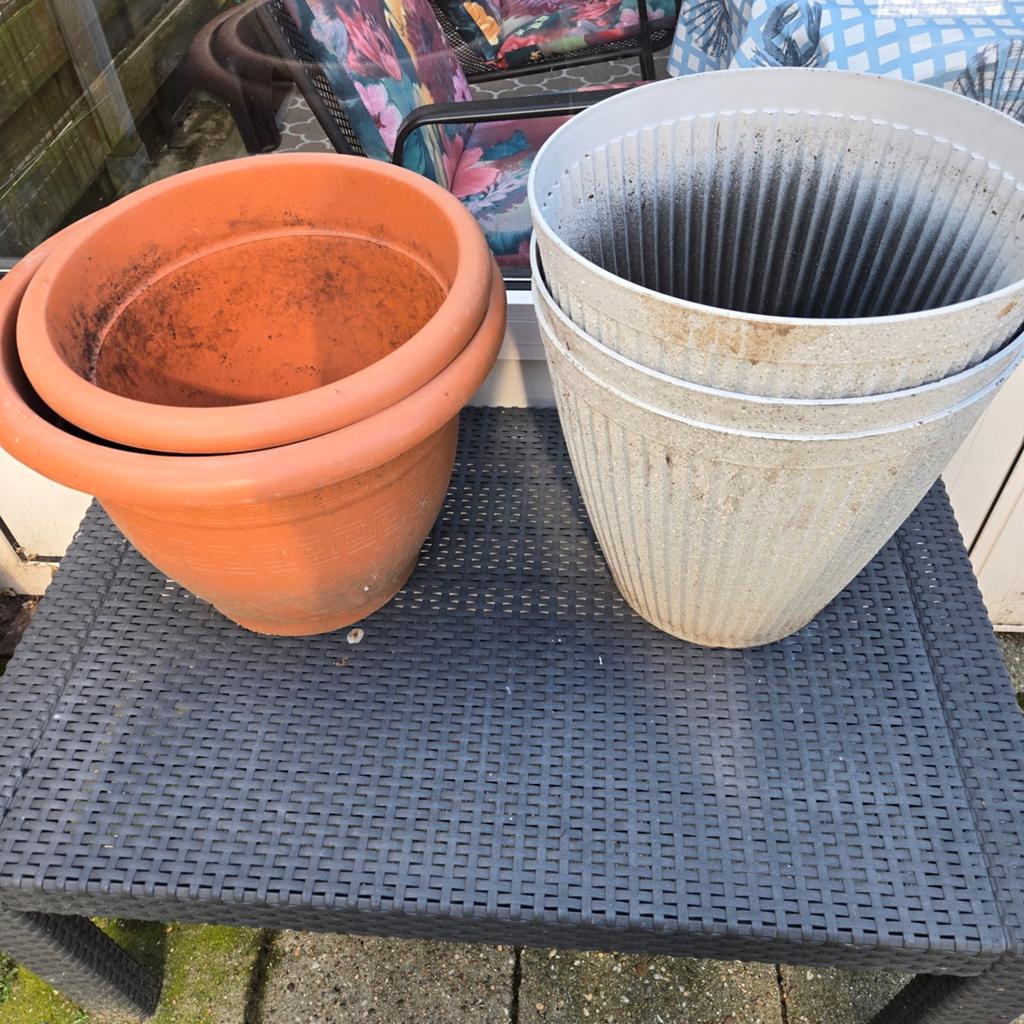 Kunst bloempotten, Tuin en Terras, Bloempotten, Kunststof, Gebruikt, Rond, Ophalen of Verzenden