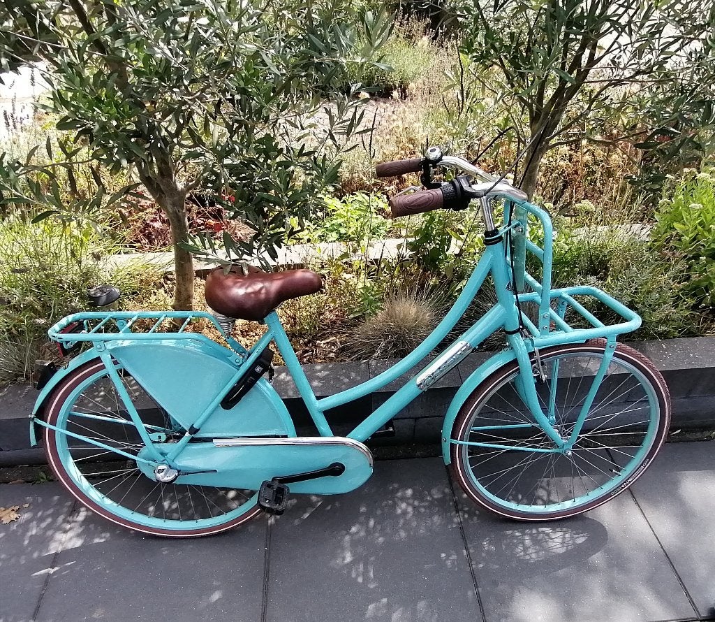 Turquoise Popal fiets 26 inch meisjes met voordrager, Fietsen en Brommers, Fietsen | Meisjes, Gebruikt, Velgrem, Versnellingen