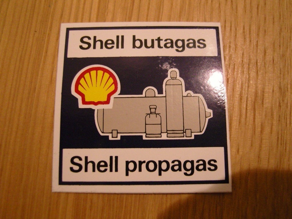 sticker SHELL butagas propagas *, Ophalen, Zo goed als nieuw